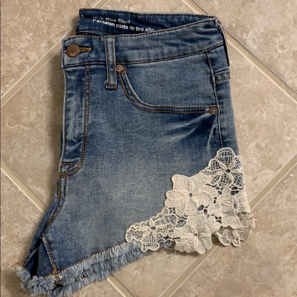 Mossimo denim shorts with lace detail